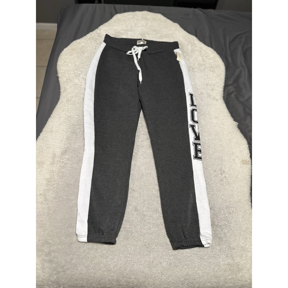 Bobbie Brooks Women Plus 1X Dark Gray Love Joggers Sweatpants Side Stripe NWT